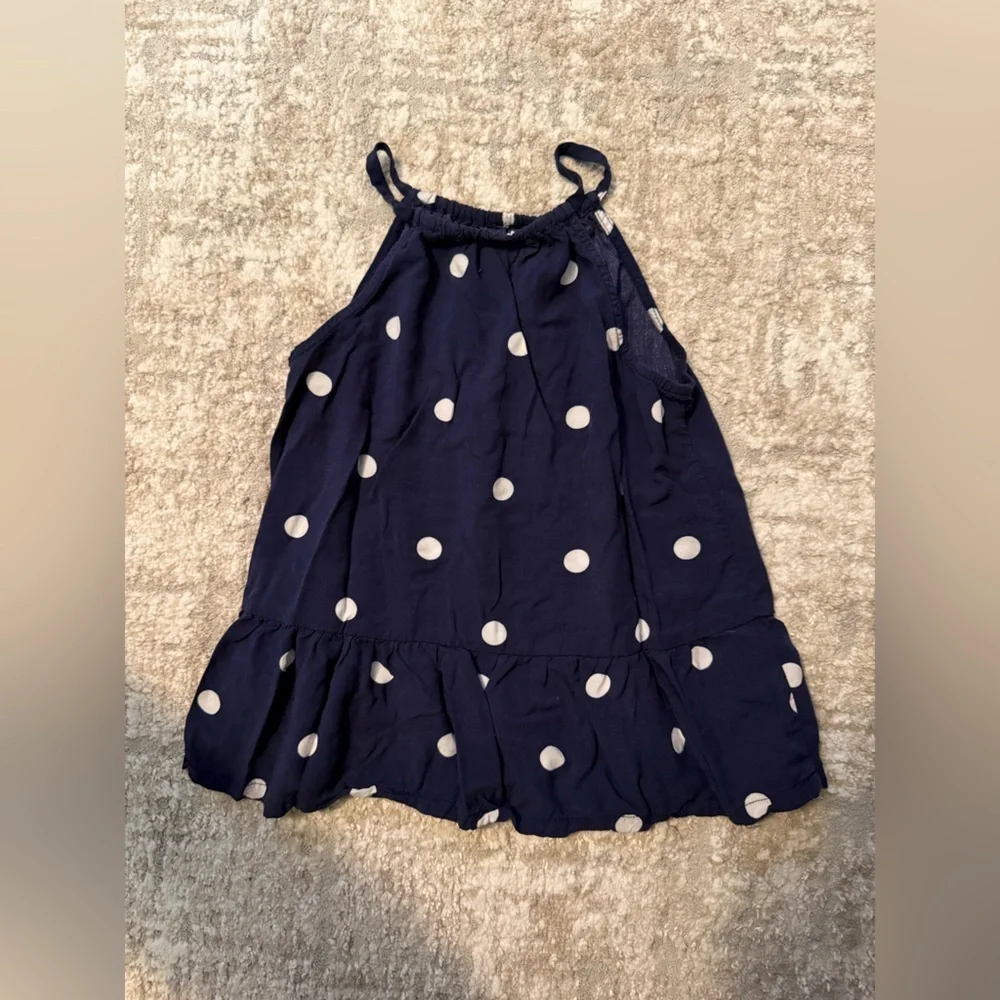 Old Navy Navy Blue Polka Dot Kids Blouse size M